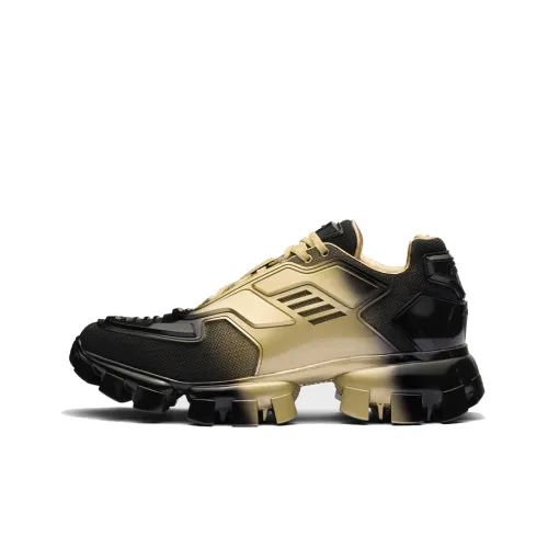 PRADA Низкий топ Спортивная повседневная обувь Мужская Черное Золото