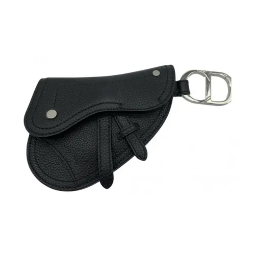 DIOR Седло с рельефом Touch Телячья кожа Седло Сумка Монета Кошелек Key Pouch Унисекс Черный