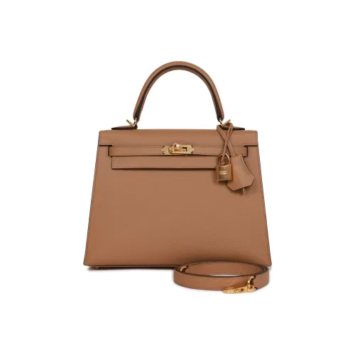 HERMES Kelly Epsom Телячья кожа Сумка Kelly Сумка через плечо Сумка Обычная Женская 0M Чай Молочно-чайный