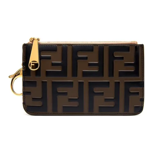 FENDI Телячья кожа Кошелек для монет держатель для карт женский коричневый розовый