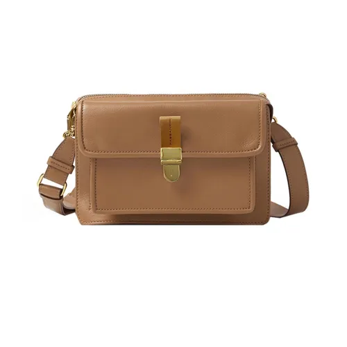 Rains Коровья кожа Маленькая квадратная сумка Сумка через плечо Сумка на плечо Средний размер Женская Коричневый