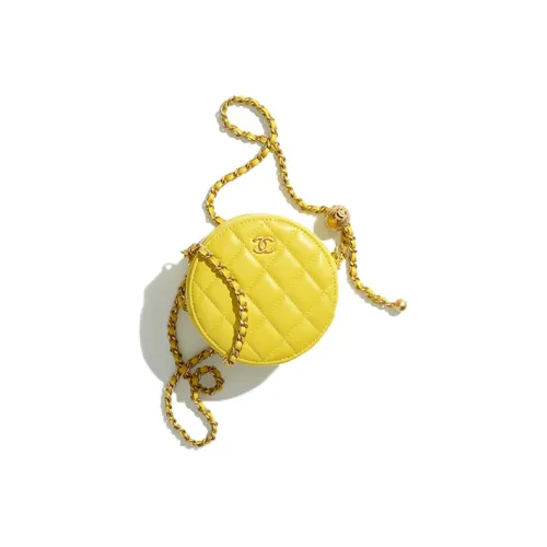 CHANEL Sheepskin Круглая Сумка Сумка через плечо Ручная Сумка Женская Желтая
