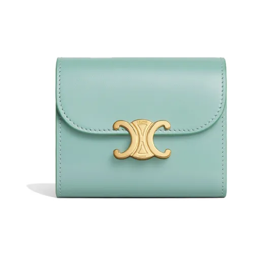 CELINE Triomphe Arc De Triomphe Телячья кожа Кошелек Маленький Женский Цвет прохладная мята