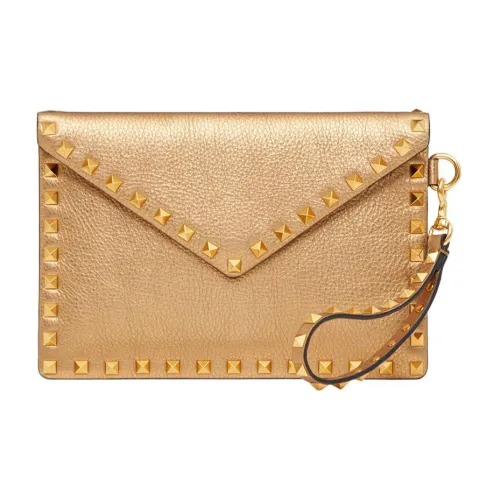Valentino Rockstud Телячья кожа Сумка-клатч для запястья Женская Золотая