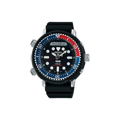 SEIKO Prospe Solar Кварцевый механизм Силиконовый ремешок Часы Мужские Черный циферблат