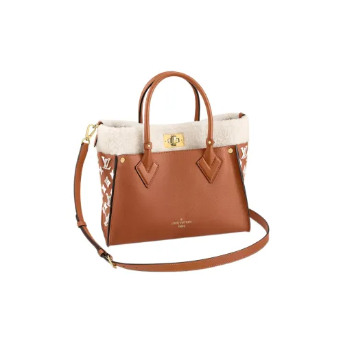 LOUIS VUITTON On My Side Овчина с зернистой кожей коровы Сумка через плечо Сумка среднего размера Женская Коричневая