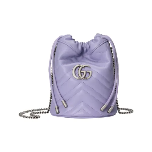 GUCCI GG Marmont Кожа Ведрообразные Сумки Сумки через плечо Сумка через плечо Мини Женская Светло-фиолетовая