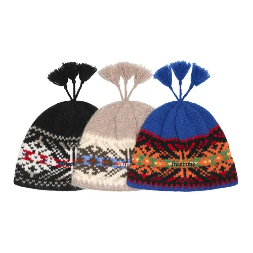 Supreme Wool Beanies Унисекс Черный Экрю Синий