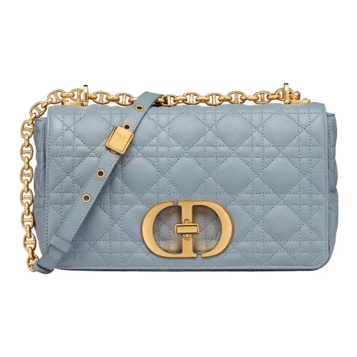 DIOR Caro Коровья кожа Ручная Сумка через плечо Средняя Женская Пудрово-синий Туманно-синий