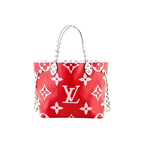 LOUIS VUITTON NEVERFULL Холст и кожа Комбо Сумка Тоут Сумка Сумка для покупок Сумка через плечо Сумка среднего размера Женская Красная