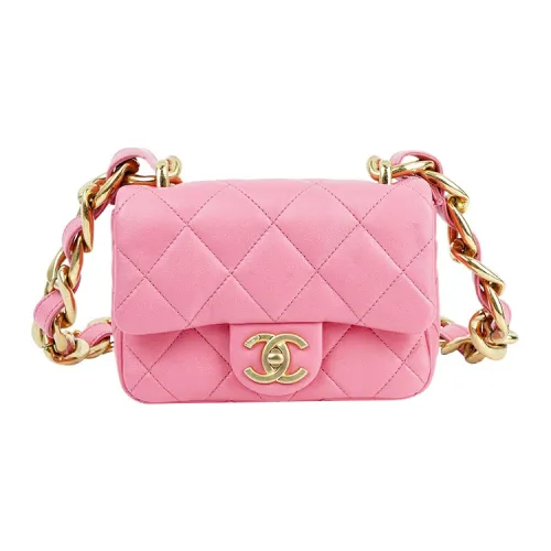 CHANEL 22SS Sheepskin Flap Bag Crossbody Mini Women's Coral Pink