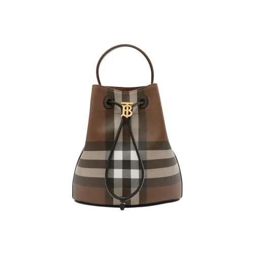 Burberry Кожа Ведрообразная Сумка Сумка через плечо Сумка через плечо Маленькая Женская Березовая Листовая Коричневая