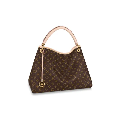 LOUIS VUITTON Artsy Покрытый холст с коровья кожа комбинированная сумка среднего размера женская коричневый