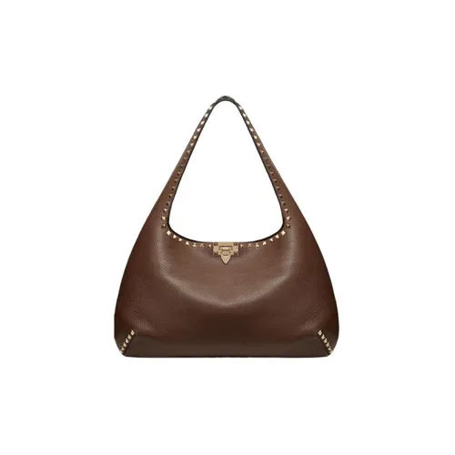 Valentino GARAVANIRockstud с рельефом Телячья кожа Сумка-хобо Сумка Сумка через плечо Маленькая Женская Кофейная