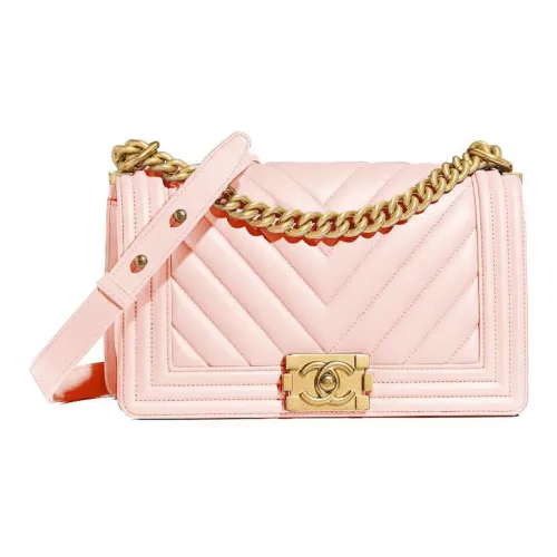 CHANEL LEBOY Крупнозернистая текстура Телячья кожа Сумка через плечо Средняя Женская Оранжевая Розовая