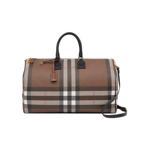 Burberry Телячья кожа Комбинированная Bowling Сумка Сумка через плечо Сумка Extra Large Женская Цвет Береза Темно-коричневый