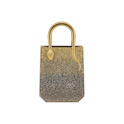 BVLGARI Serpenti Series Замша Тоут Сумка Сумка для покупок Сумка через плечо Сумка Мини Женская Светло-Золотая