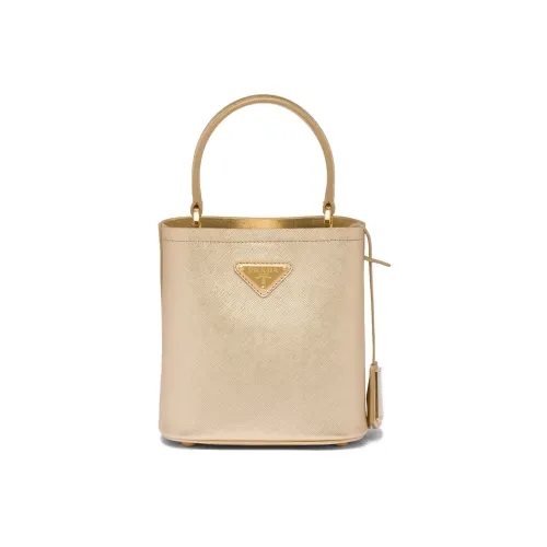 PRADA Panier Кожа Ведро Сумка Тоут Сумка Сумка для покупок Сумка через плечо Сумка мини Женская Платиновая