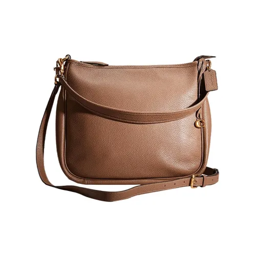 COACH Cary Пескоструйная кожа Сумка через плечо Большая Женская Коричневая