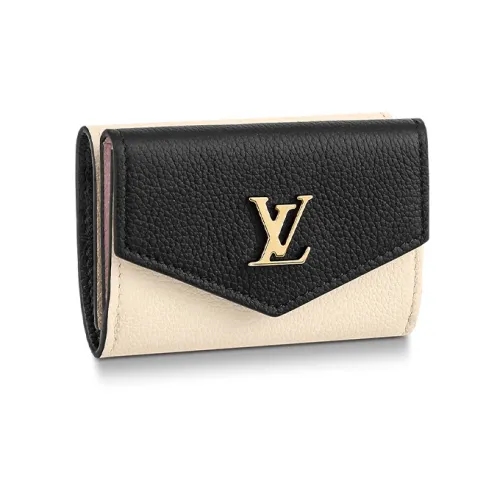 LOUIS VUITTON Lockmini Телячья кожа Кошелек Женские Черный Кремовый Розовый