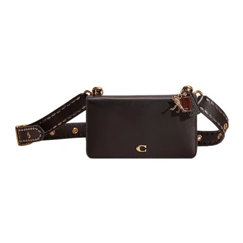 COACH Slim Wallet Телячья кожа Сумка через плечо Кошелек Женские Черный