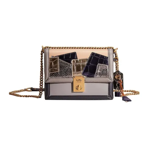 COACH Hutton Телячья кожа Сумка через плечо Маленькая Женская Металлическая Серебряная