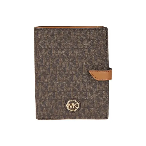 MICHAEL KORS Покрытый холст с телячьей кожей кошелек стандартный женский коричневый