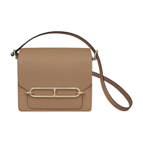 HERMES Roulis Swift Телячья кожа Свиной нос Сумка Сумка через плечо Мини Женские 0M Чай Молочно-чайный