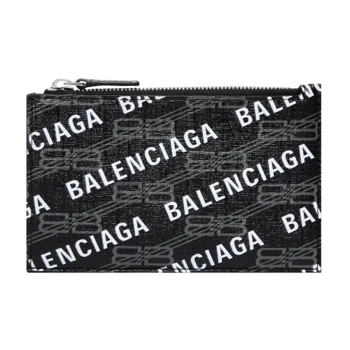 Balenciaga BB MONOGRAM Коровья кожа Кошелек для монет держатель для карт большой женский черный