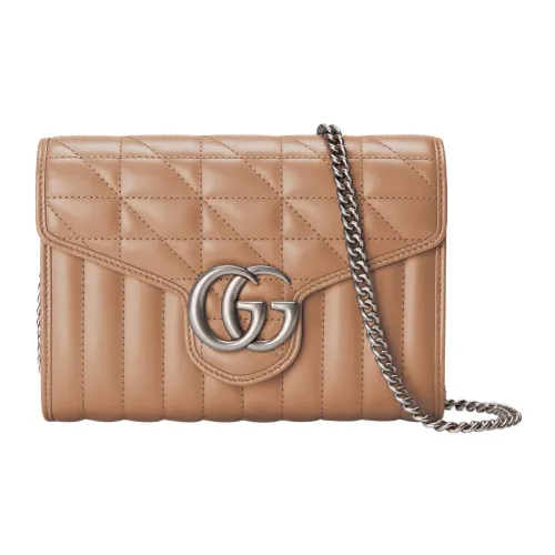 GUCCI GG Marmont Quilted Кожа Сумка через плечо Мини Женская Розовая Бежевая