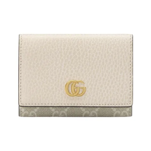 GUCCI GG Marmont Кожа Панельная Холст Держатель для карт кошелек Женский Белый