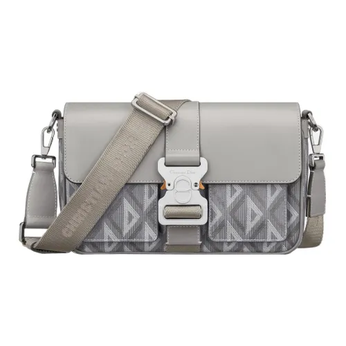 DIOR Hit The Road Холст с гладкой коровьей кожей Сумка через плечо Сумка на плечо Мужская DIOR Серый