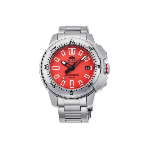 ORIENT Механический механизм нержавеющая сталь ремешок часы 48 мм мужские апельсин циферблат часов RA модель AC0N02Y10B