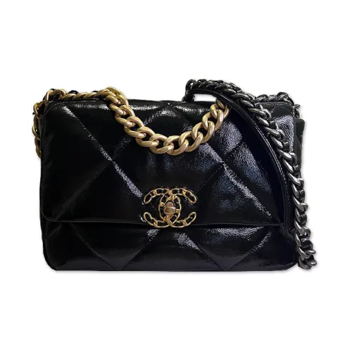 CHANEL 19Bag Телячья кожа Mouth COVER Сумка Сумки через плечо Маленькая женская черная