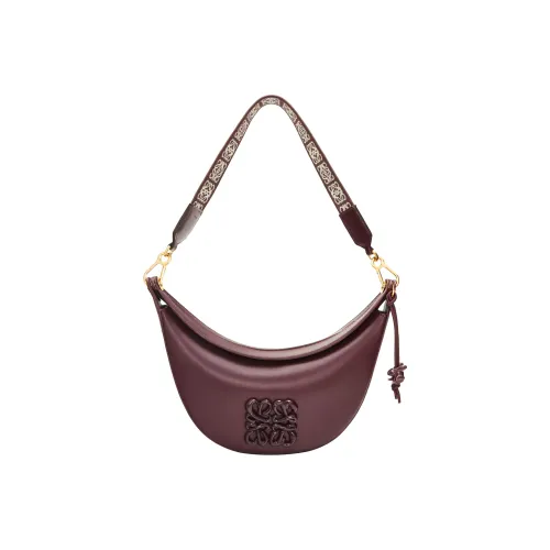 LOEWE Luna Сатиновая Корова Кожа Сумка через плечо Женская Бордовая