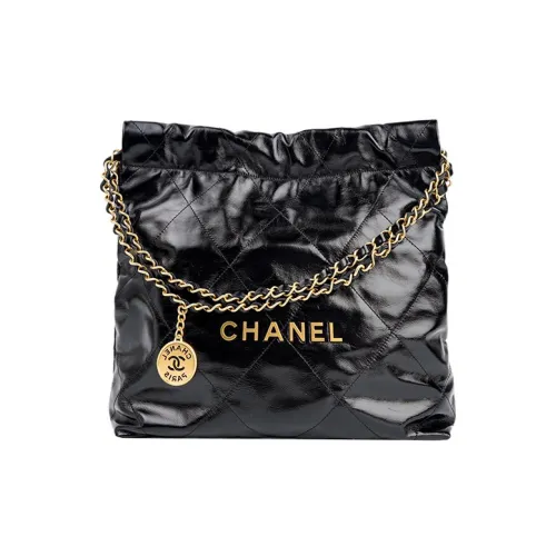 CHANEL 22K Осенний и Зимний 22Bag Вощеная Кожа Тоут Сумка Сумка для покупок Сумка Сумка через плечо Женская Черная