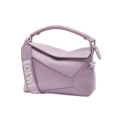 LOEWE Пазл Сатин Коровья кожа Сумка через плечо Сумка Маленькая Женская Светлая Баклажаново-фиолетовая Глазурь