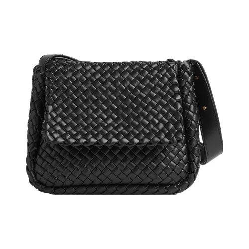 Bottega Veneta Sheepskin Portable Crossbody Bag Shoulder Bag Women's Black Bottega Veneta Sheepskin Портативная сумка через плечо плечевая сумка женская черная