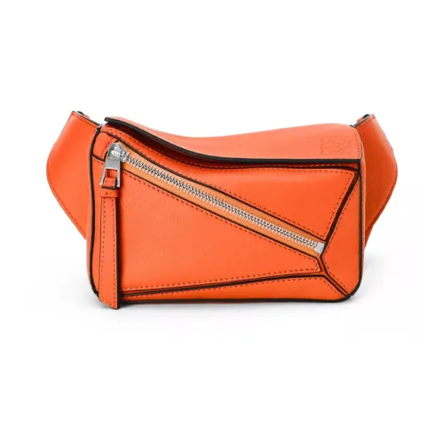 LOEWE Пазл Коровья кожа Бананка Мини Женские Апельсин