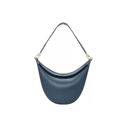 LOEWE Luna Сатин Коровья кожа с Жаккардовая ткань Сумка Сумка через плечо Женская Агат Синий