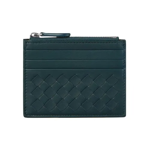 Bottega Veneta Овчина Coin Wallet Card Holder Мужской Синий Зеленый