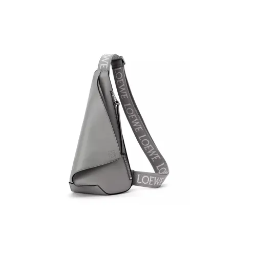 LOEWE Anton Sling Мягкая гладкая коровья кожа с жаккардовой тканью сумка через плечо на одно плечо сумка через плечо сумка-слинг мужская асфальтовый серый