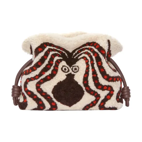 LOEWE Flamenco Shearling Crossbody Clutch Women's Soft White Chocolate LOEWE Flamenco Овчина Через плечо Клатч Женские Мягкий Белый Шоколад