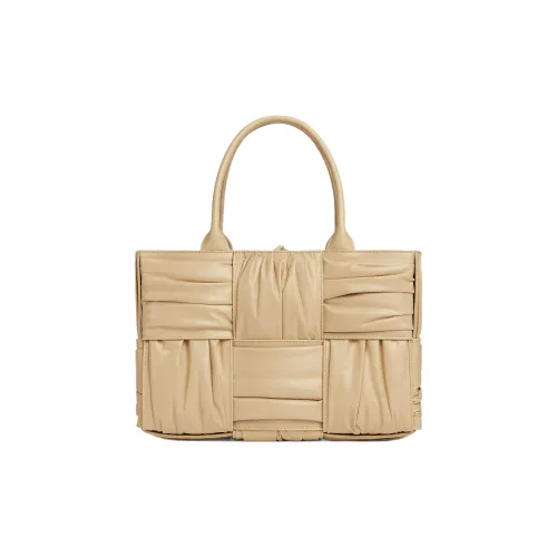 Bottega Veneta Arco Коровья кожа Тоут Сумка Сумка для покупок Сумка Маленькая Женская Овсяный