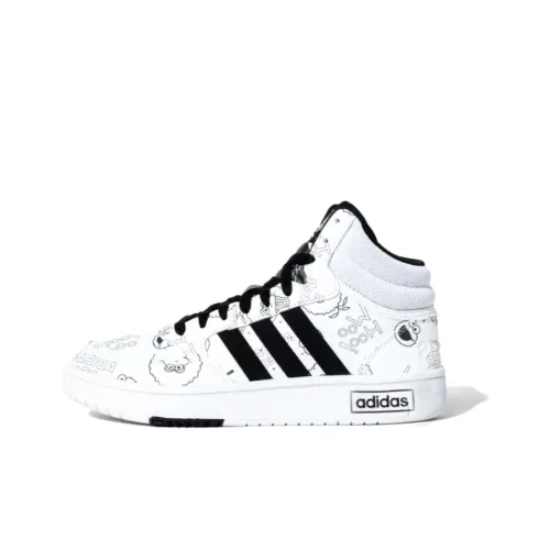 SESAME STREET x ADIDAS NEO Hoops 3,0 MID Топ Скейтборд Кроссовки Женские Белые Черные