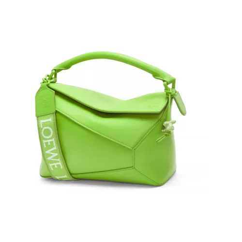 LOEWE Пазл Сатин Коровья кожа Сумка через плечо Сумка Маленькая Женская Бирюзовый Глазурь