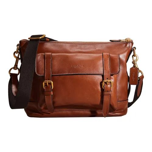 COACH Bleecker Телячья кожа Курьерская сумка Сумка через плечо Мужская Коричневая