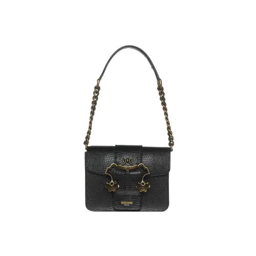 MOSCHINO Ящерица Узор Козья кожа Сумка Сумка через плечо Женская Черная