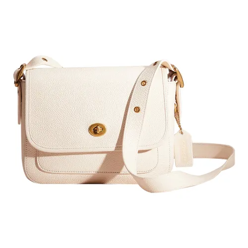 COACH Rambler Галечная кожа Сумка через плечо Маленькая Женская Мел Белый