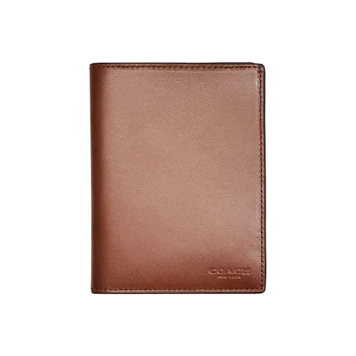 COACH Телячья кожа Сумка для документов Картхолдер Паспортный чехол Мини Унисекс Коричневый